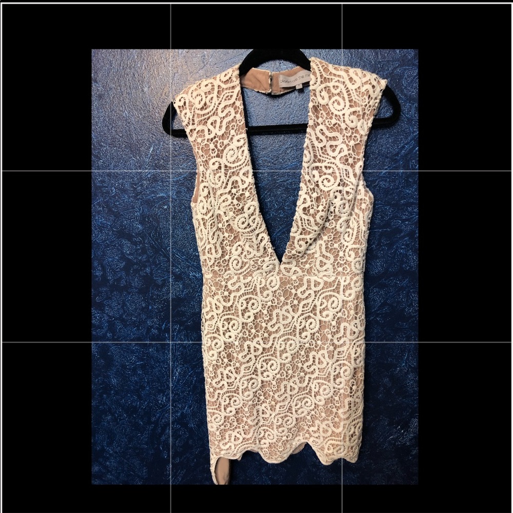 White Plunge Lace Dress